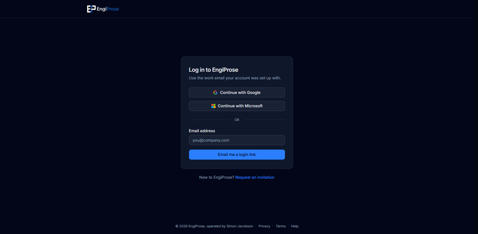 The login page, with Continue with Google, Continue with Microsoft, and an email address field