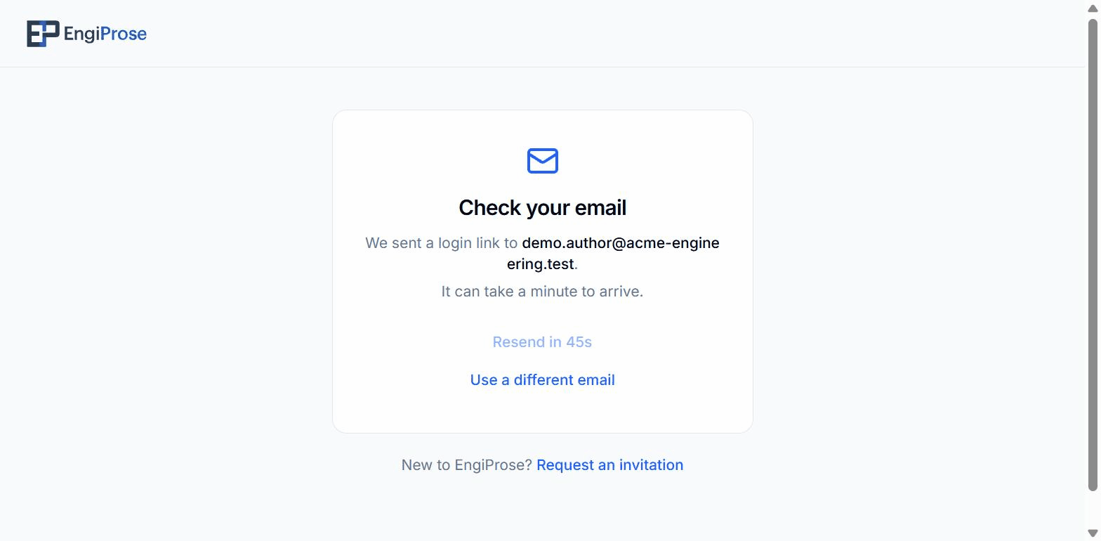 The check your email confirmation screen after requesting a login link