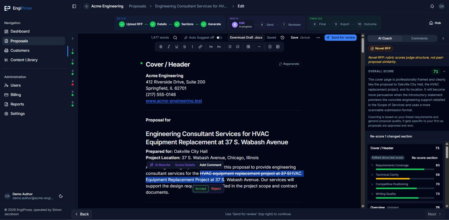 An inline diff showing the AI's rewritten text with Accept and Reject buttons